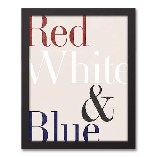 Red, White and Blue Type Black Framed Canvas
